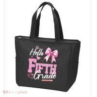 Hello Fifth 5th Grade First Day Of School Coquette Teacher Tote Bag thumb 3