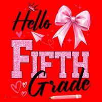 Hello Fifth 5th Grade First Day Of School Coquette Teacher Santa Hat thumb 1