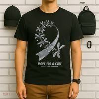 Hope For A Cure Brain Cancer Awareness Cancer Support Gray Ribbon T-Shirt thumb 6