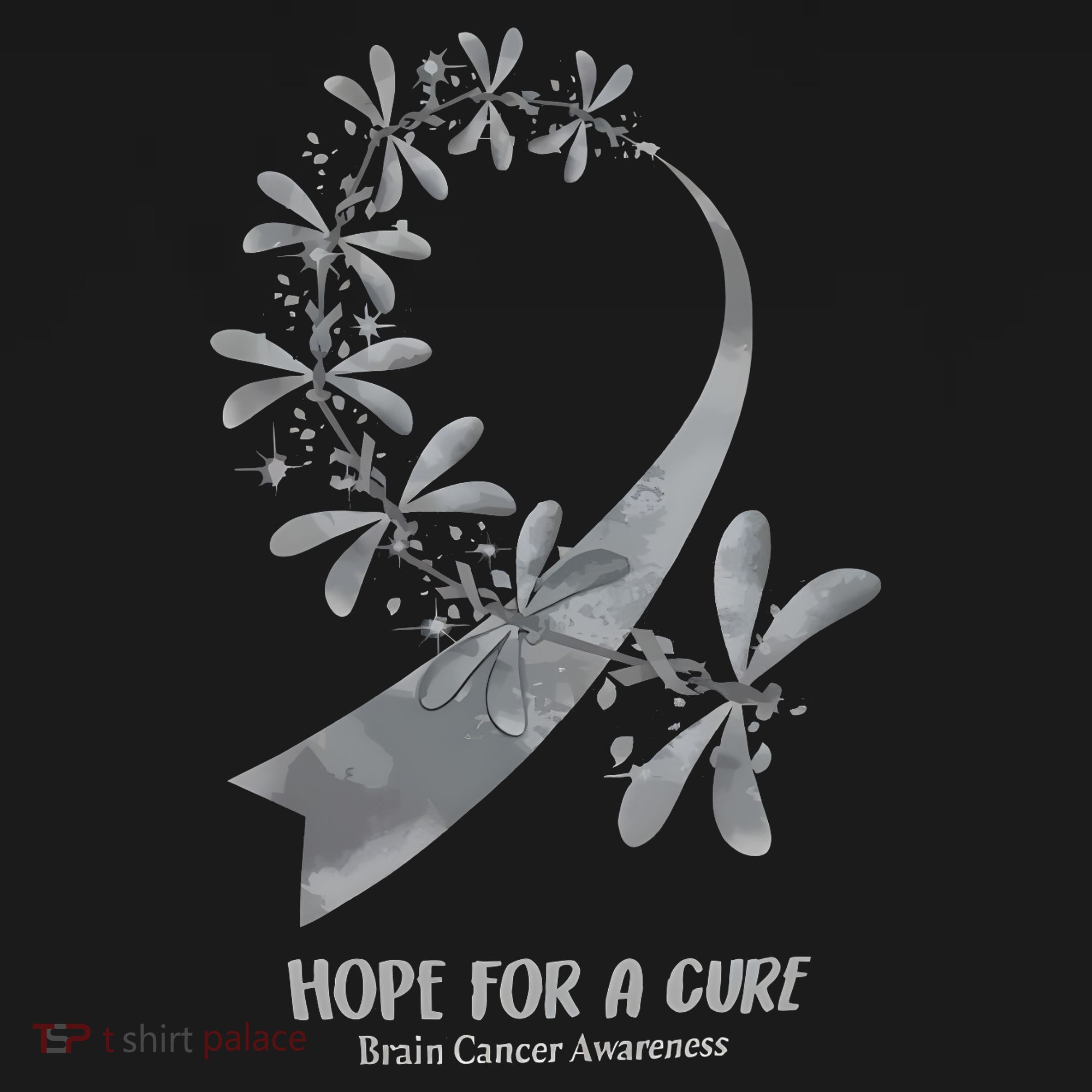 Hope For A Cure Brain Cancer Awareness Cancer Support Gray Ribbon T-Shirt