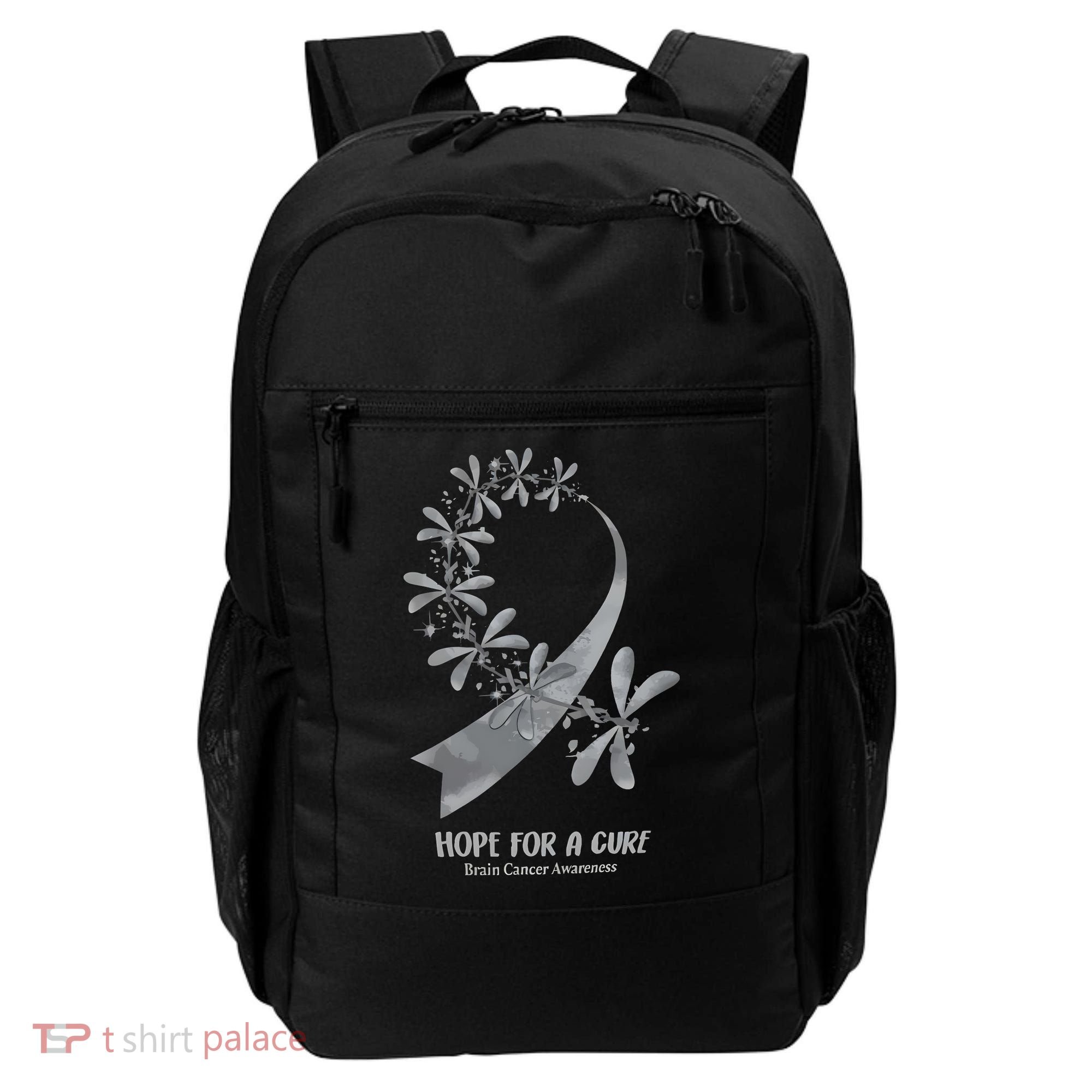Hope For A Cure Brain Cancer Awareness Cancer Support Gray Ribbon Backpack