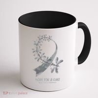 Hope For A Cure Brain Cancer Awareness Cancer Support Gray Ribbon Coffee Mug thumb 1
