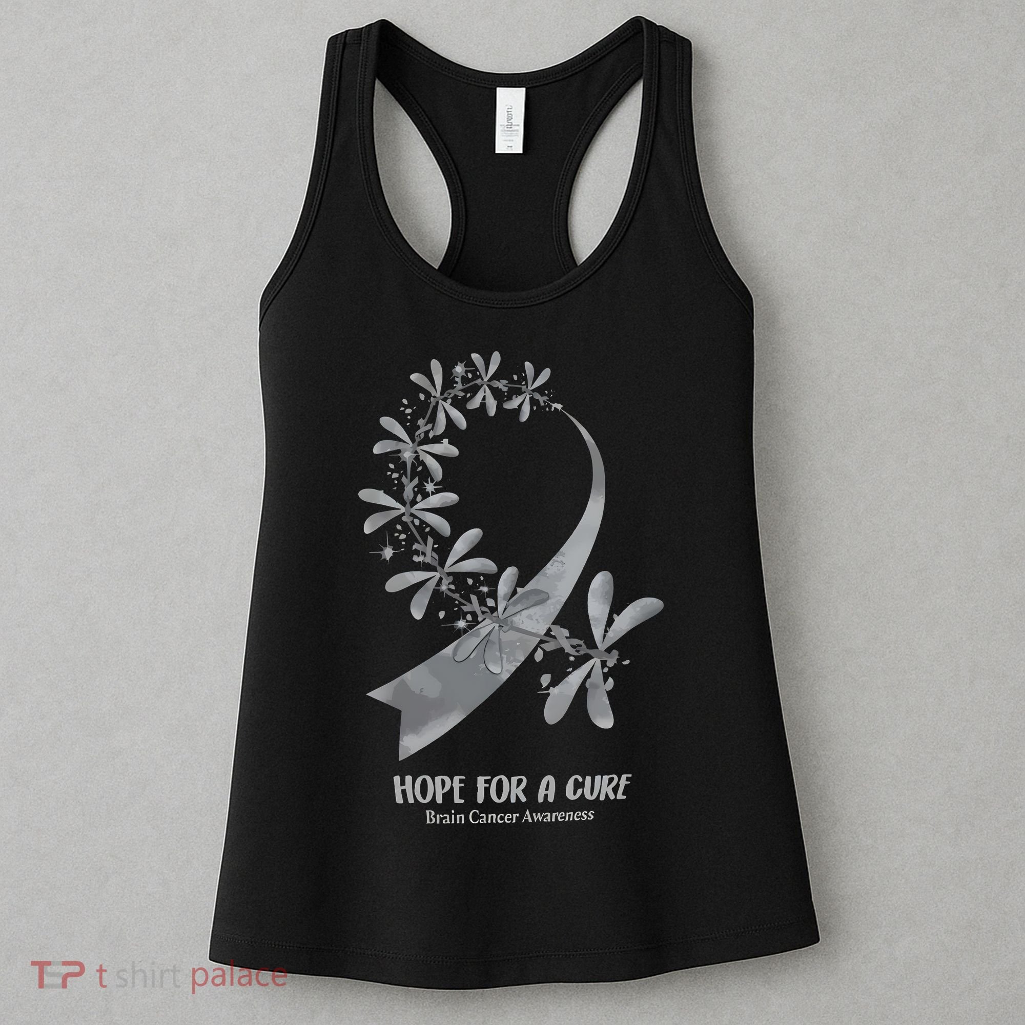 Hope For A Cure Brain Cancer Awareness Cancer Support Gray Ribbon Women's Tank Top