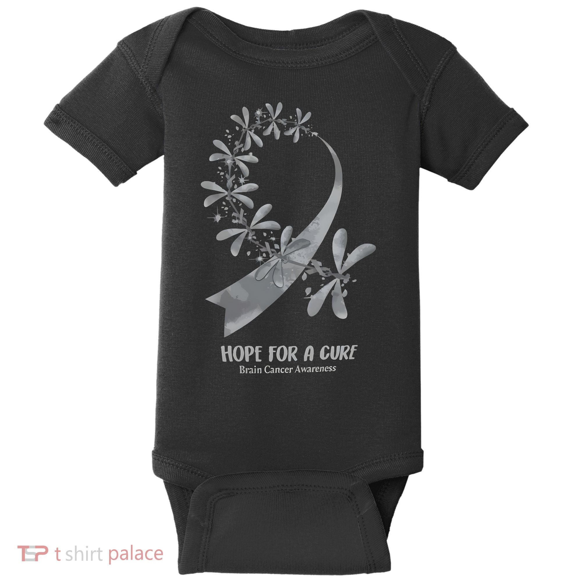 Hope For A Cure Brain Cancer Awareness Cancer Support Gray Ribbon Baby Bodysuit