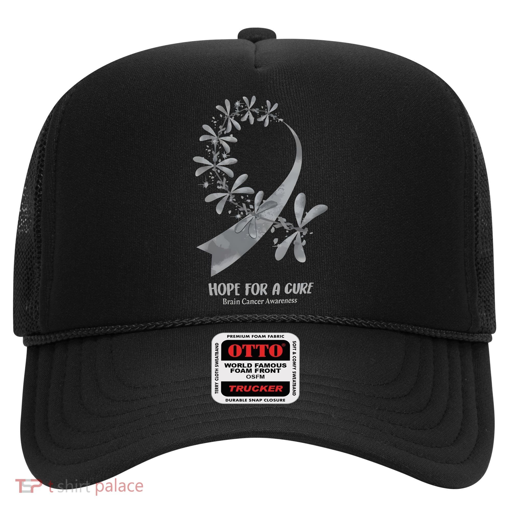 Hope For A Cure Brain Cancer Awareness Cancer Support Gray Ribbon Hat
