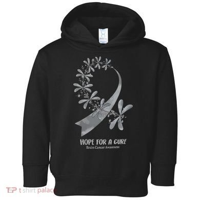 Hope For A Cure Brain Cancer Awareness Cancer Support Gray Ribbon Toddler Hoodie