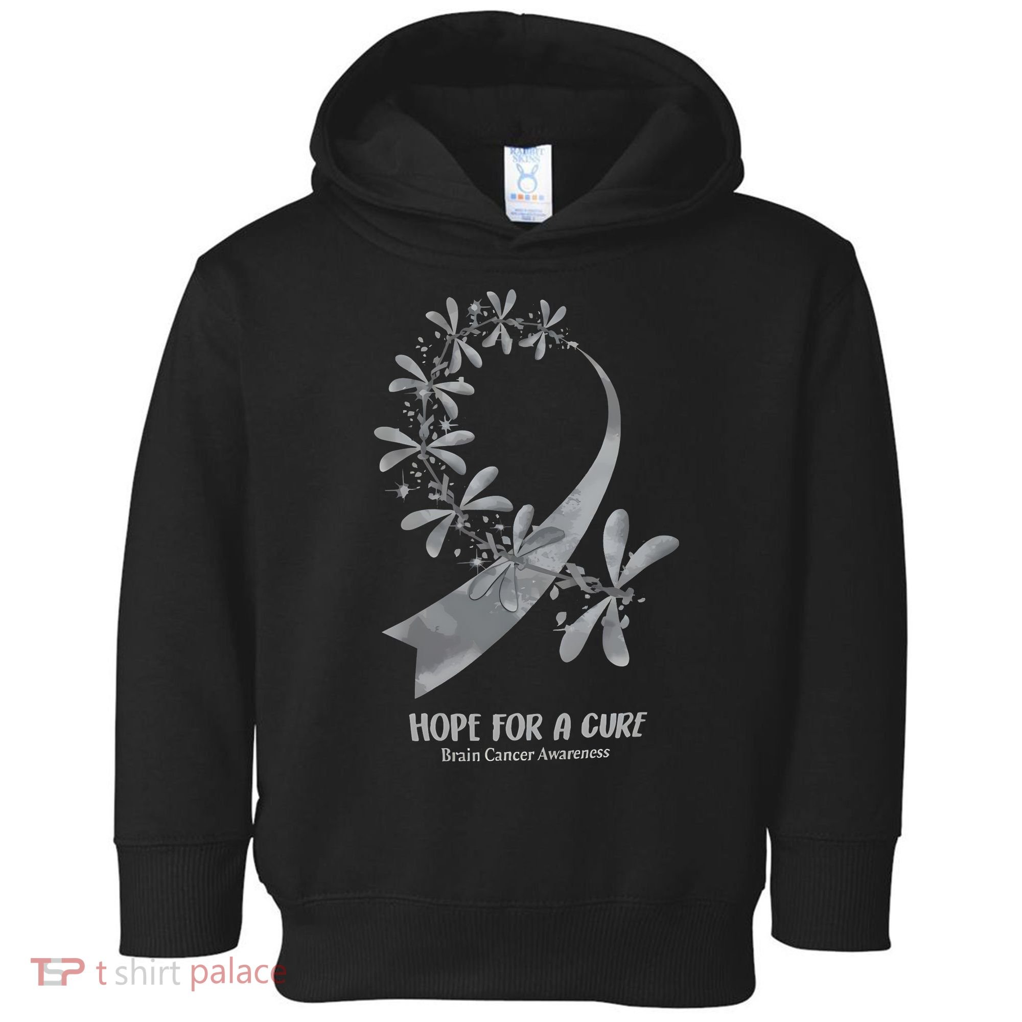 Hope For A Cure Brain Cancer Awareness Cancer Support Gray Ribbon Toddler Hoodie