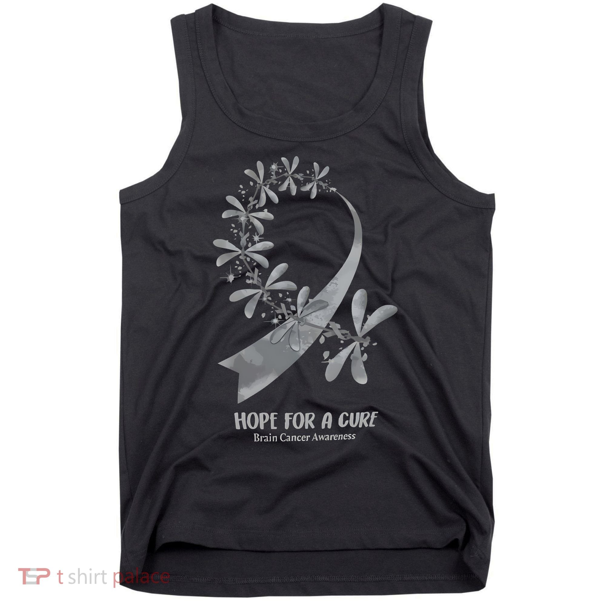 Hope For A Cure Brain Cancer Awareness Cancer Support Gray Ribbon Tank Top