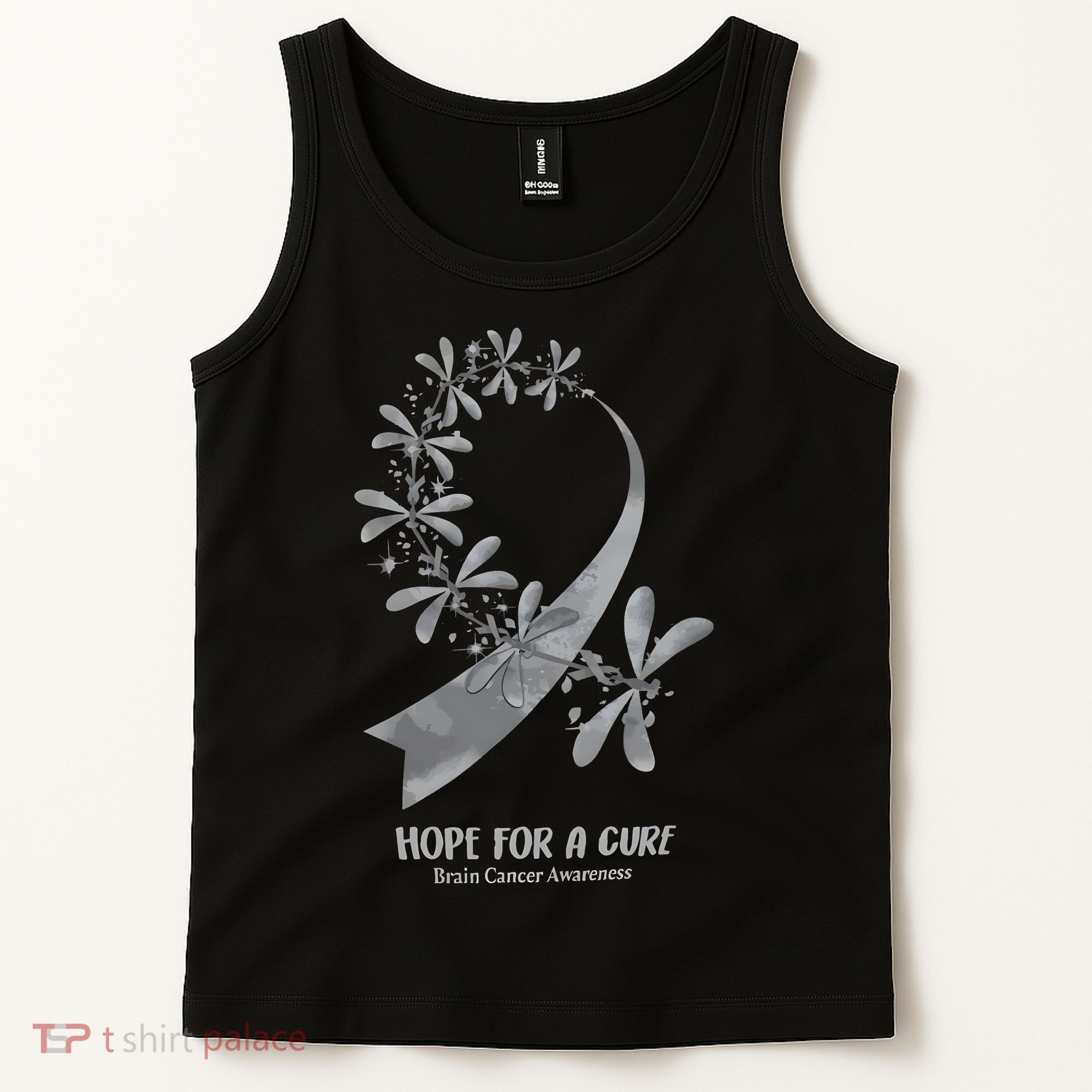Hope For A Cure Brain Cancer Awareness Cancer Support Gray Ribbon Tank Top