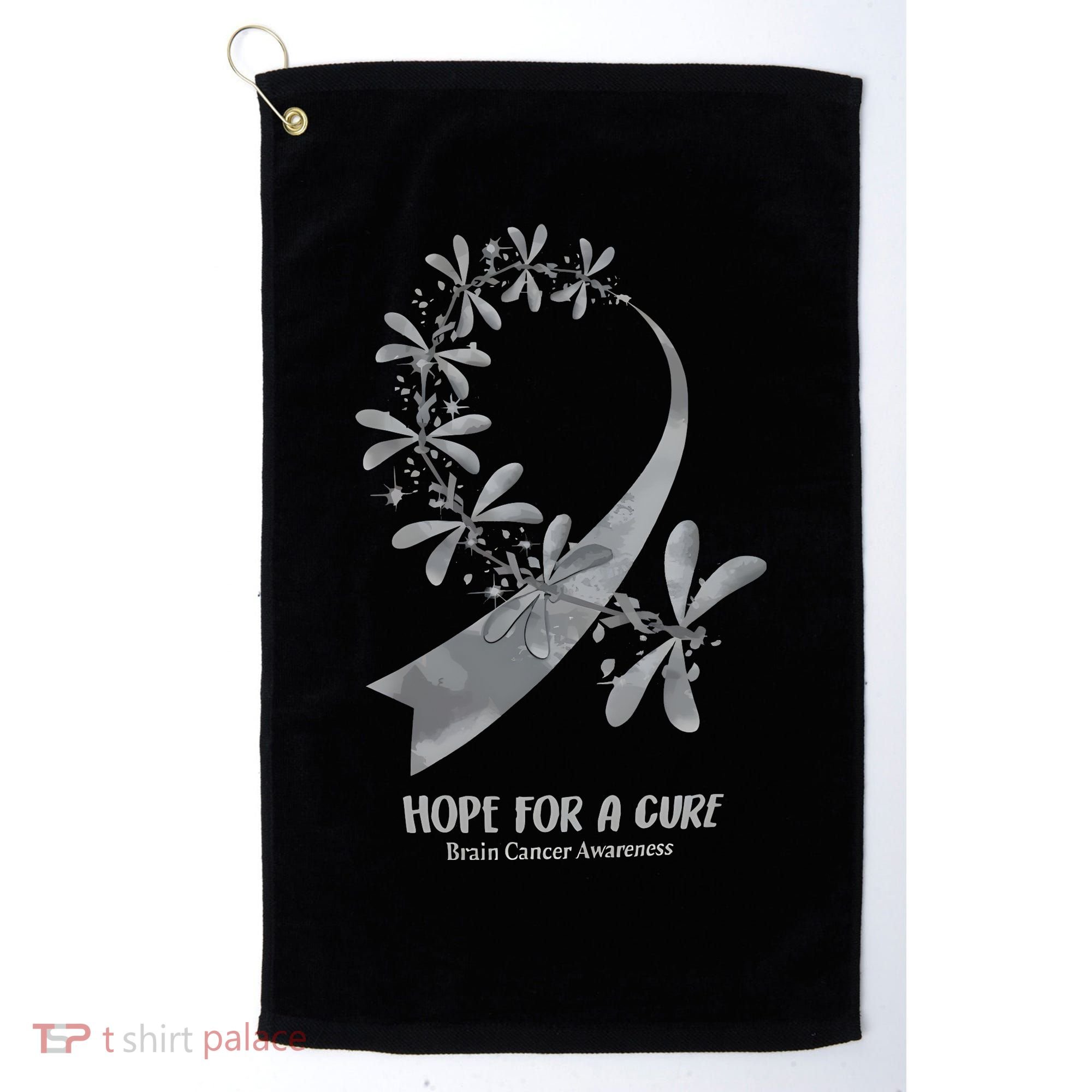 Hope For A Cure Brain Cancer Awareness Cancer Support Gray Ribbon Golf Towel