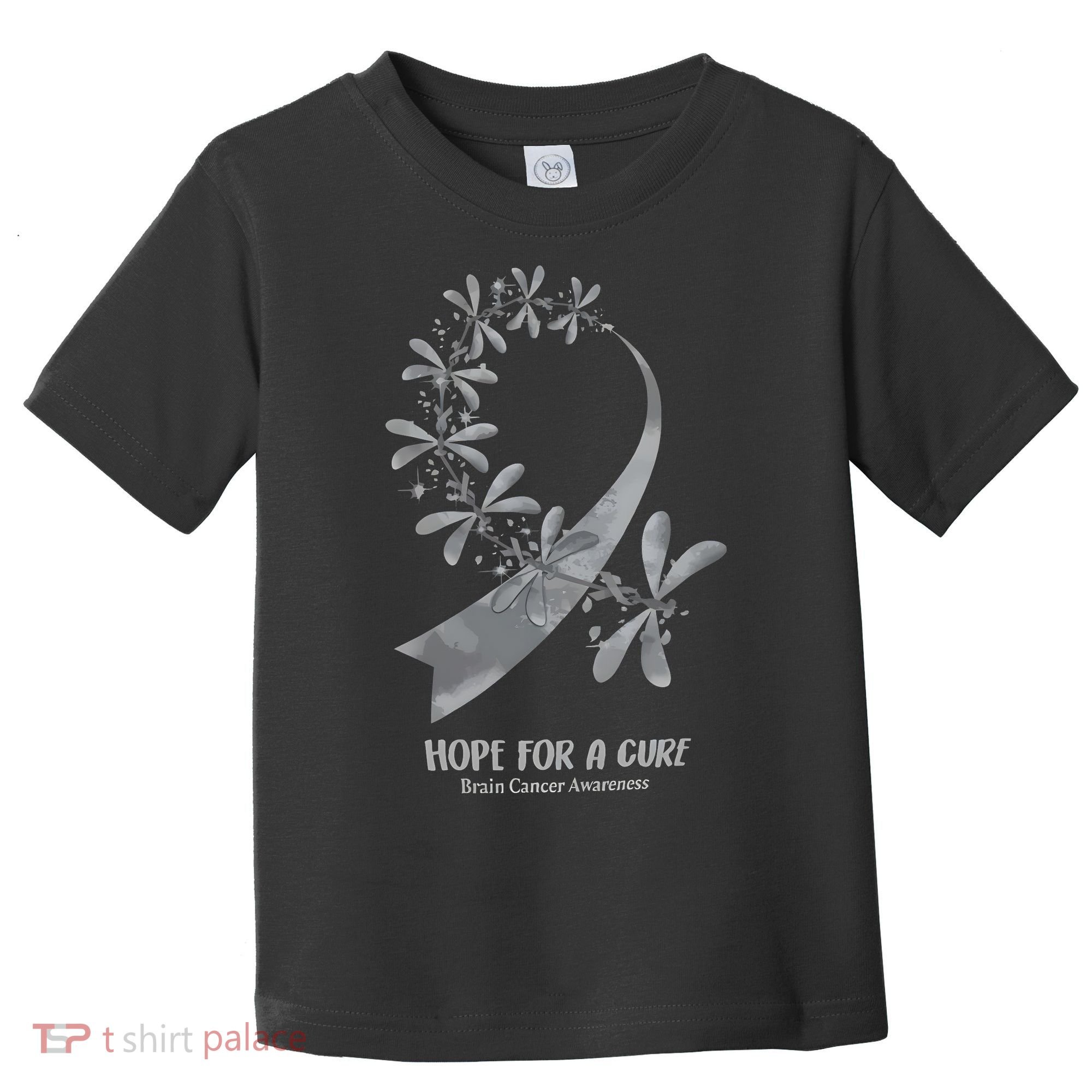 Hope For A Cure Brain Cancer Awareness Cancer Support Gray Ribbon Toddler T-Shirt