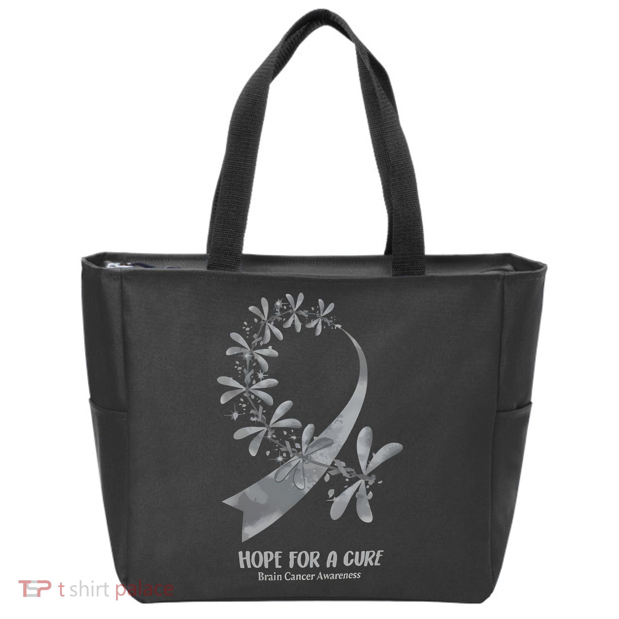 Hope For A Cure Brain Cancer Awareness Cancer Support Gray Ribbon Tote Bag