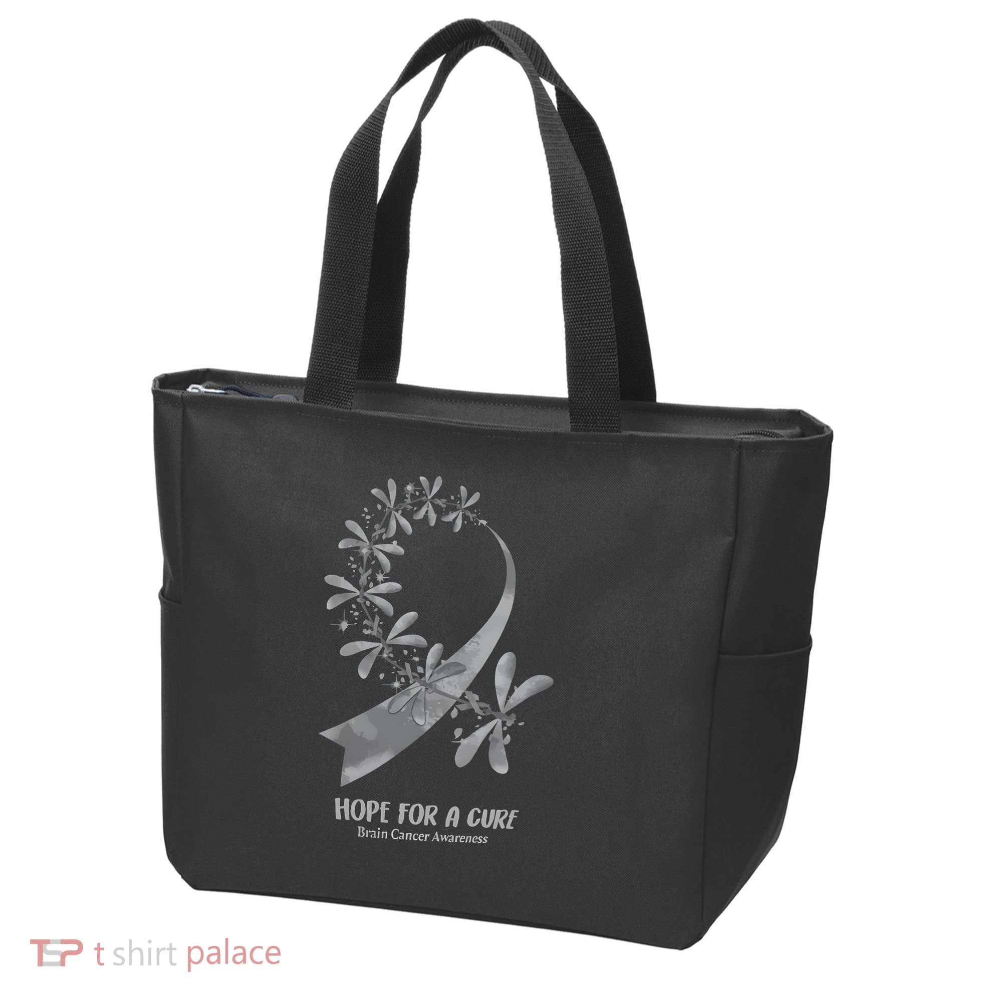 Hope For A Cure Brain Cancer Awareness Cancer Support Gray Ribbon Tote Bag
