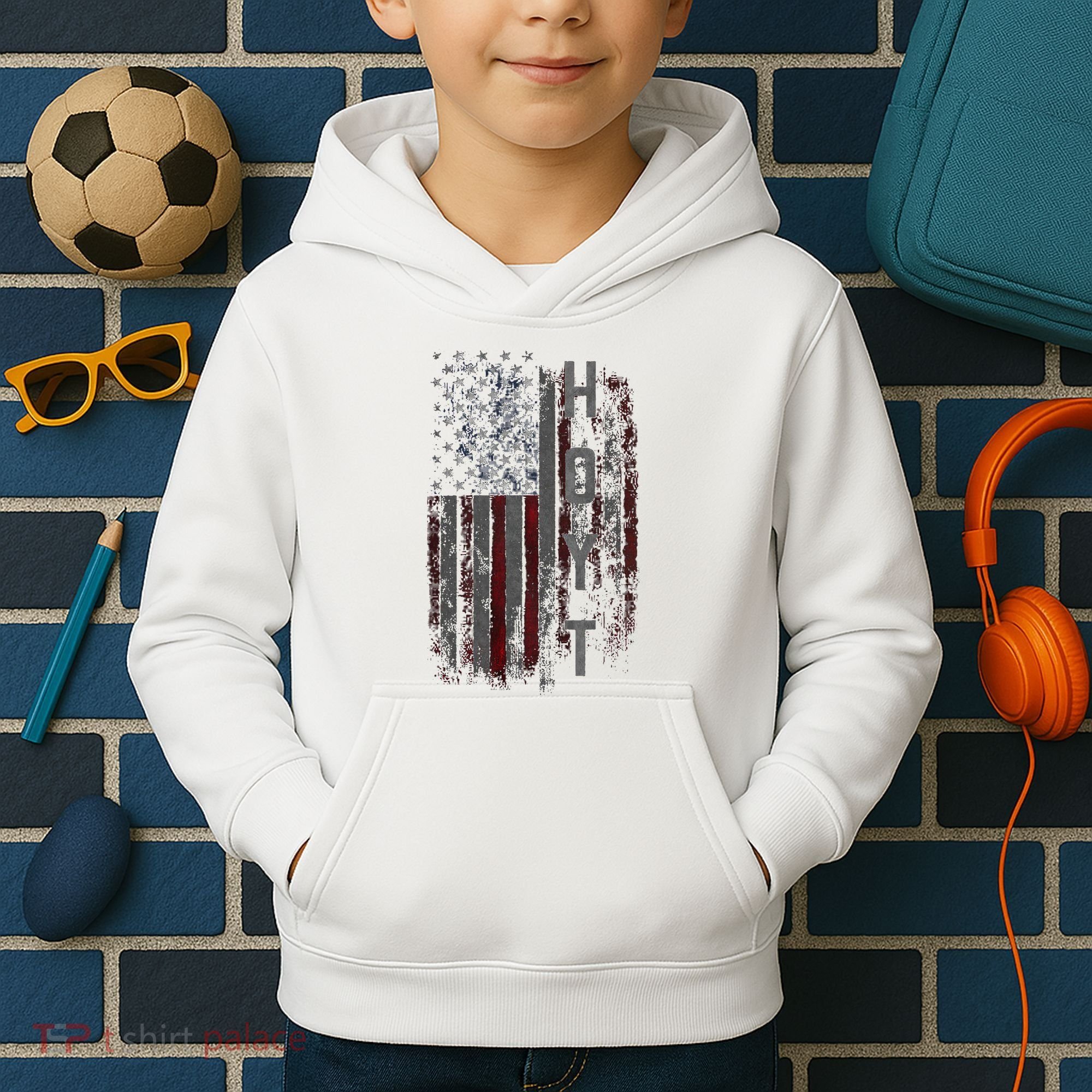 Hoyt Family American Flag Kids Hoodie