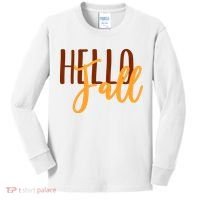 Hello Fall Autumn Lover Kids Long Sleeve Shirt thumb 0