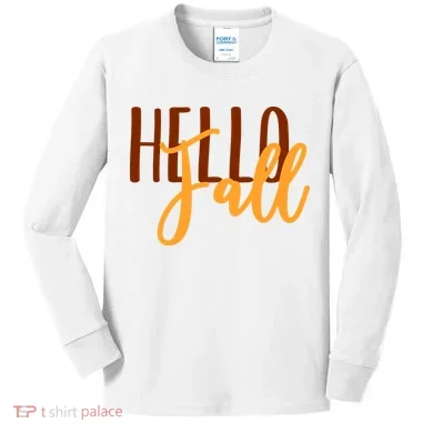 Hello Fall Autumn Lover Kids Long Sleeve Shirt