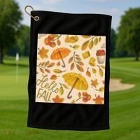 Hello Fall Autumn Season Golf Towel thumb 1