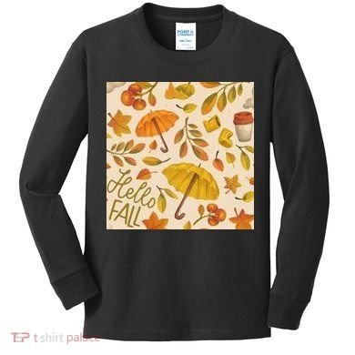 Hello Fall Autumn Season Kids Long Sleeve Shirt