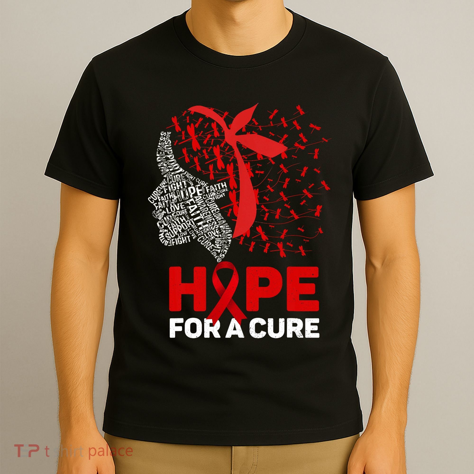 Hope For A Cure Red Ribbon National Hiv Awareness Month T-Shirt
