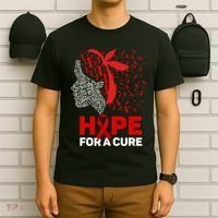 Hope For A Cure Red Ribbon National Hiv Awareness Month T-Shirt thumb 6