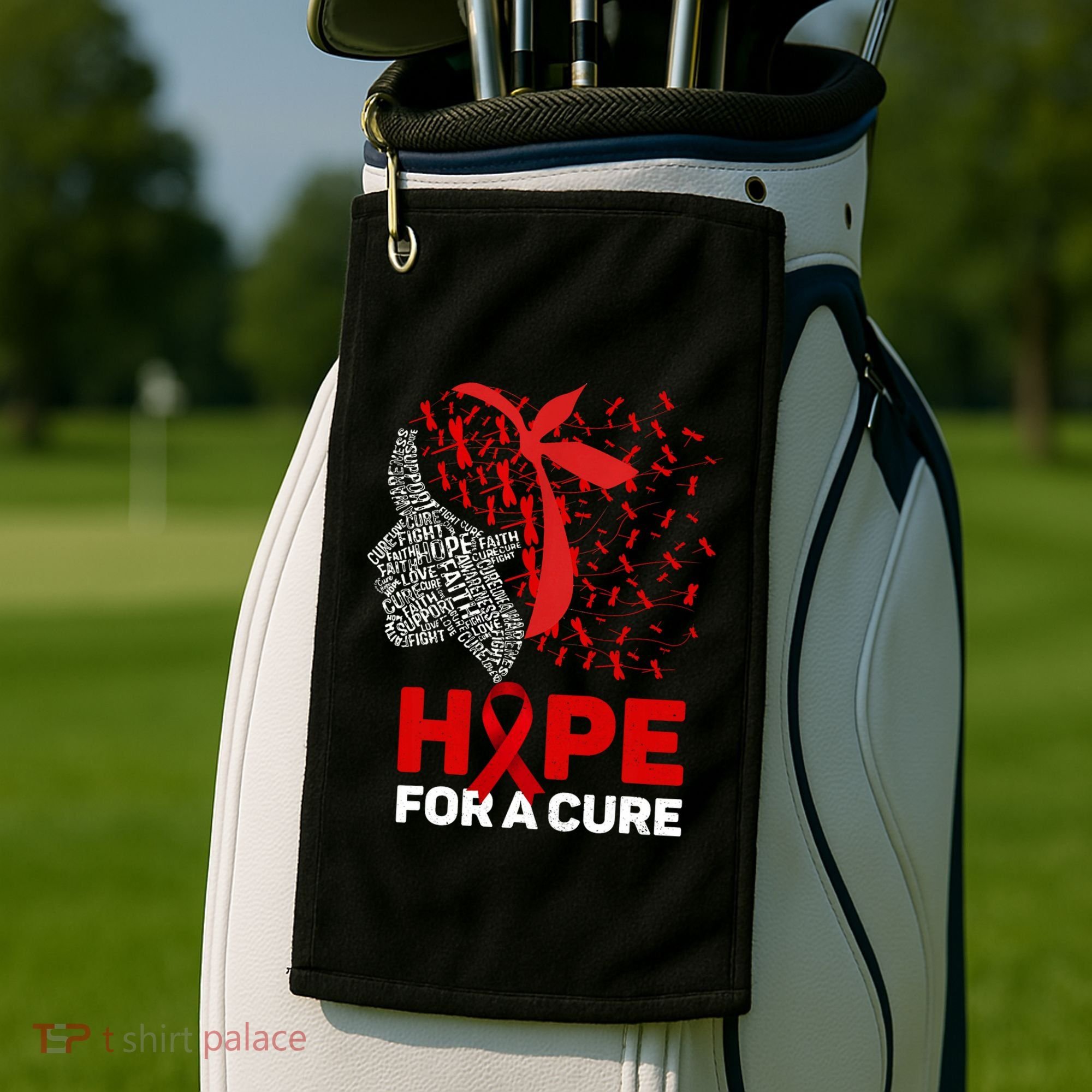 Hope For A Cure Red Ribbon National Hiv Awareness Month Golf Towel