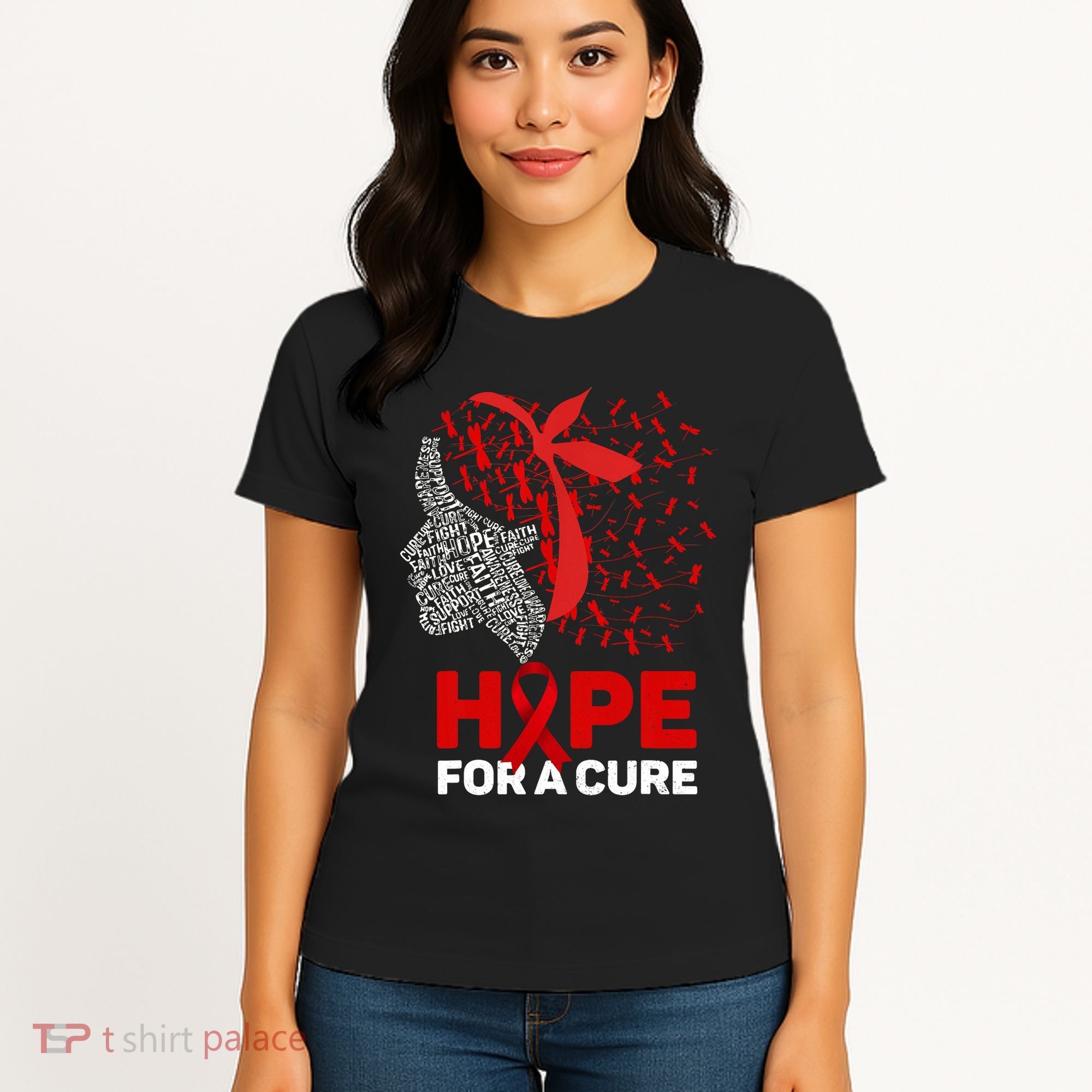 Hope For A Cure Red Ribbon National Hiv Awareness Month Women's T-Shirt