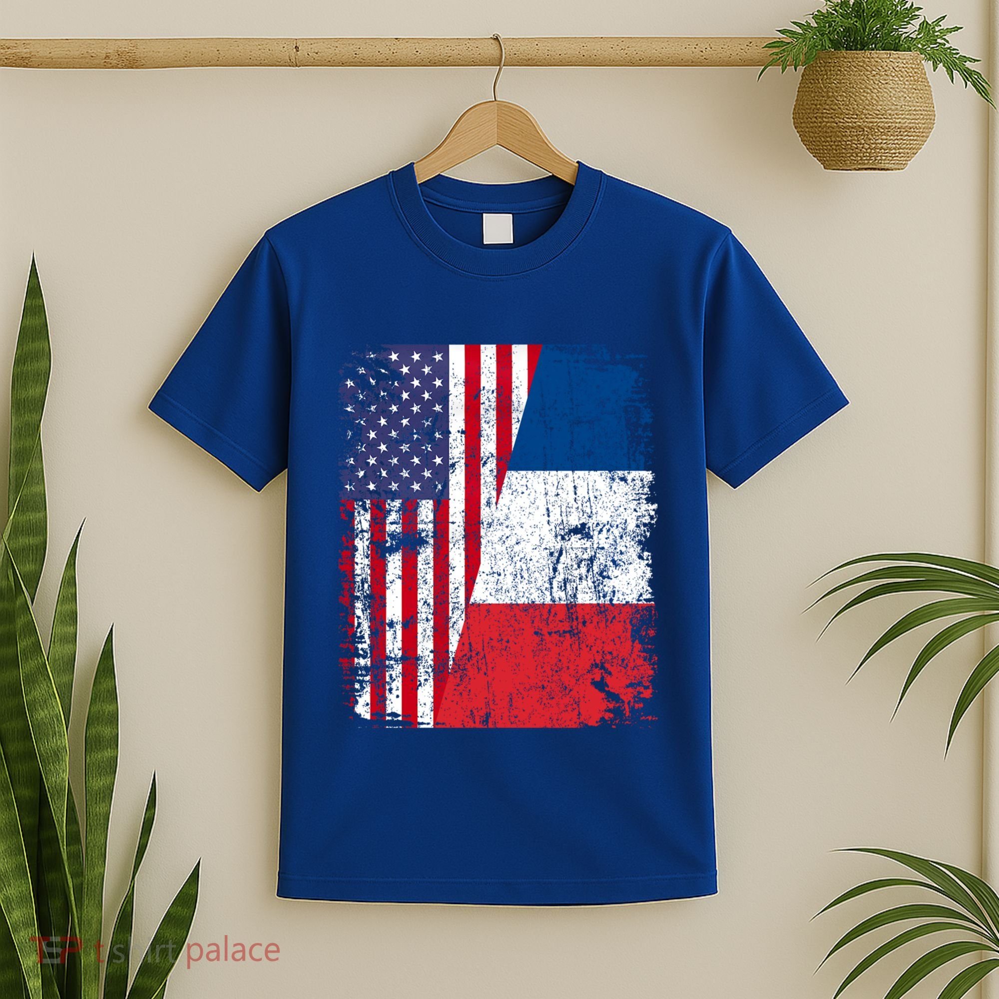Half French American Flags France Usa Distressed Vintage Meaningful Gift T-Shirt