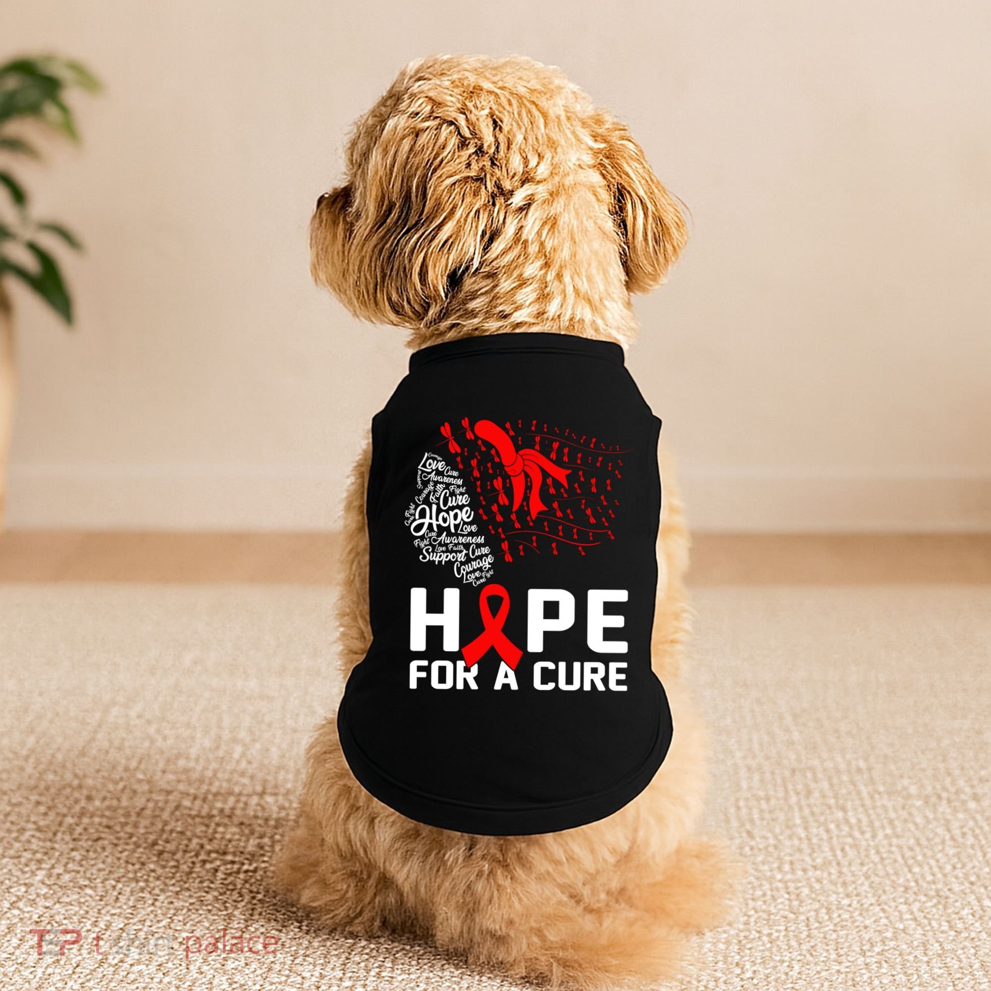 Hope For A Cure National Hiv Awareness Month Red Ribbon Gift Doggie Tank