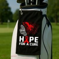 Hope For A Cure National Hiv Awareness Month Red Ribbon Gift Golf Towel thumb 2