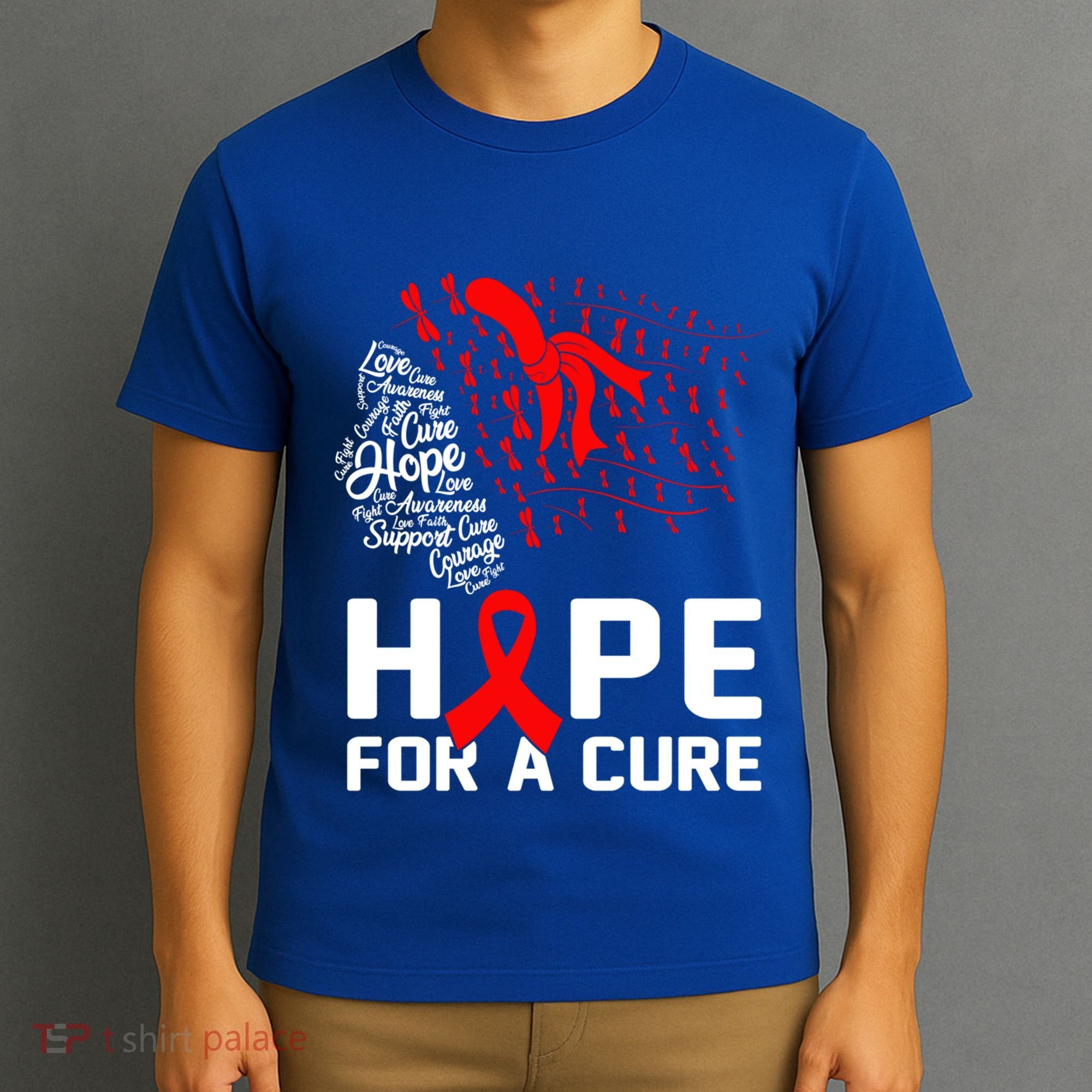 Hope For A Cure National Hiv Awareness Month Red Ribbon Gift T-Shirt
