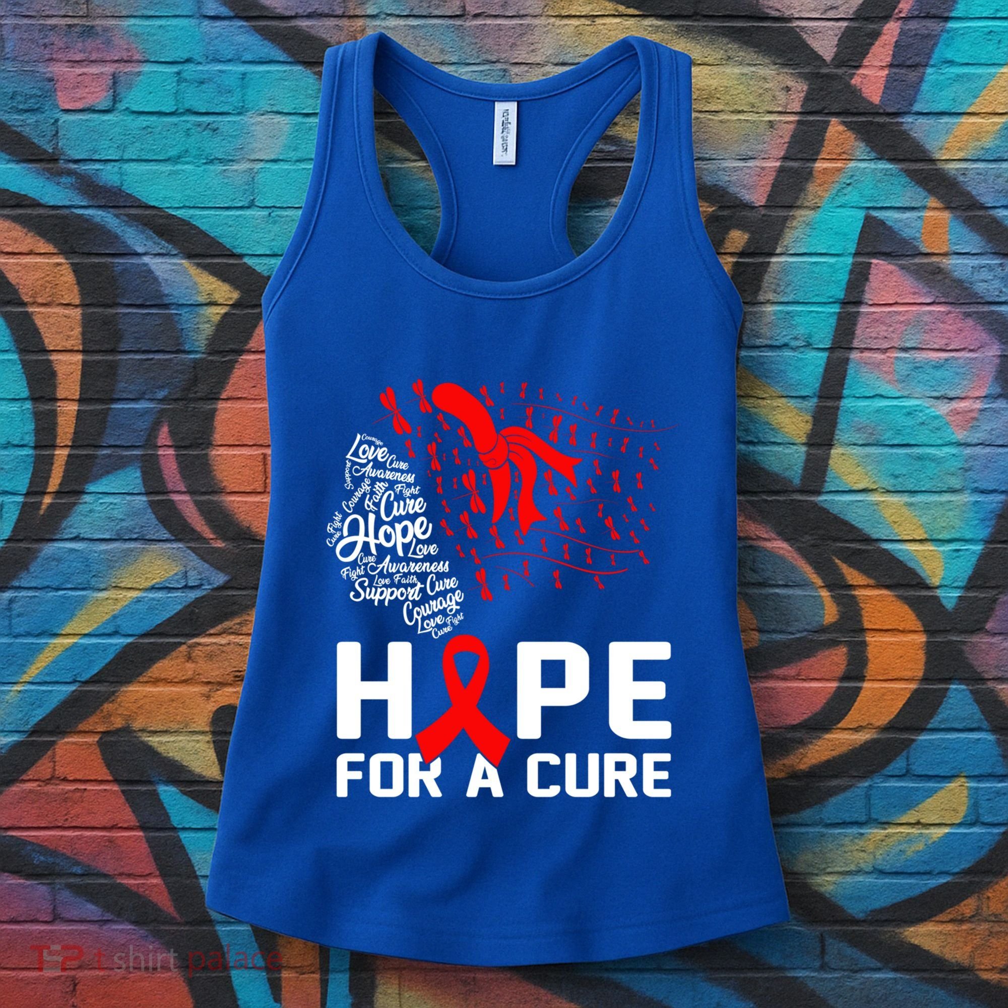 Hope For A Cure National Hiv Awareness Month Red Ribbon Gift Women's Tank Top