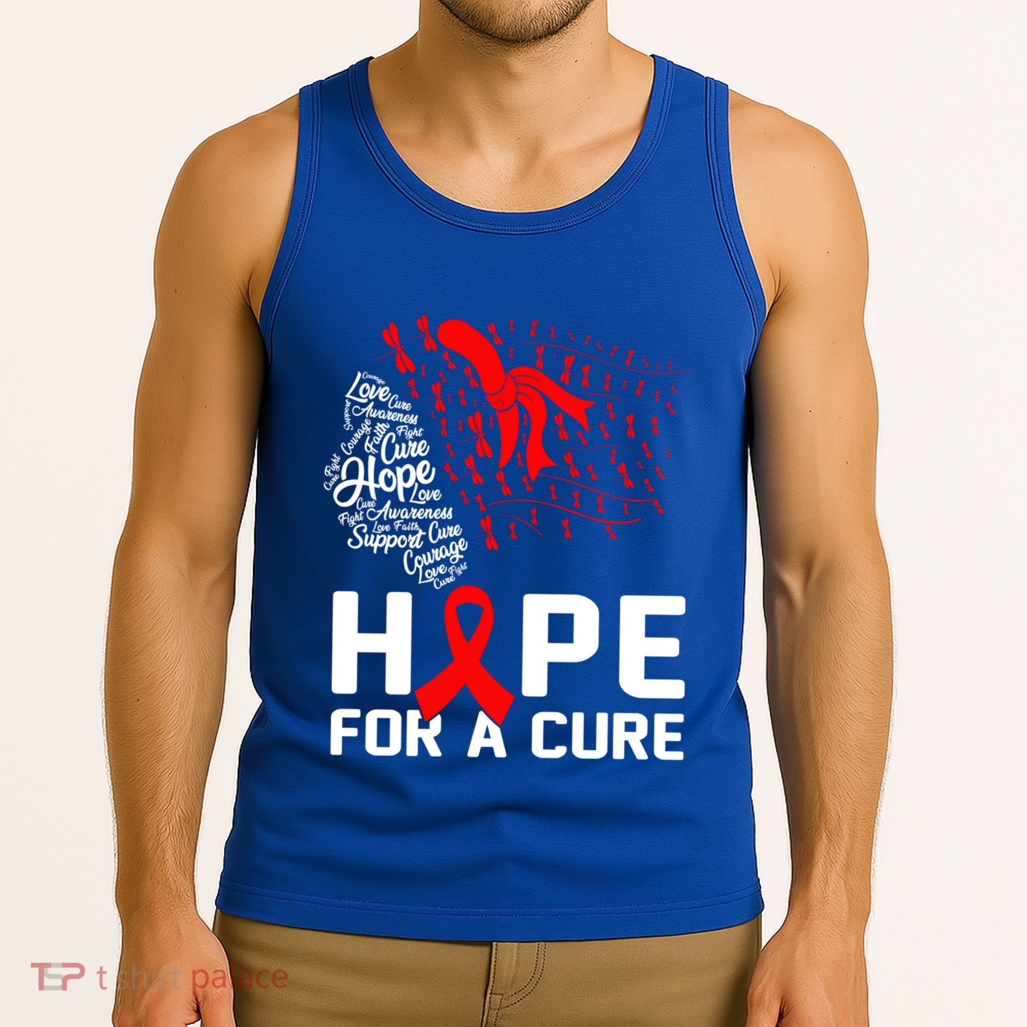 Hope For A Cure National Hiv Awareness Month Red Ribbon Gift Tank Top