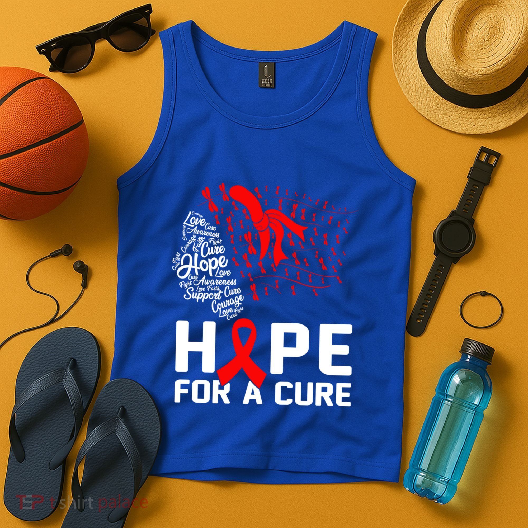 Hope For A Cure National Hiv Awareness Month Red Ribbon Gift Tank Top