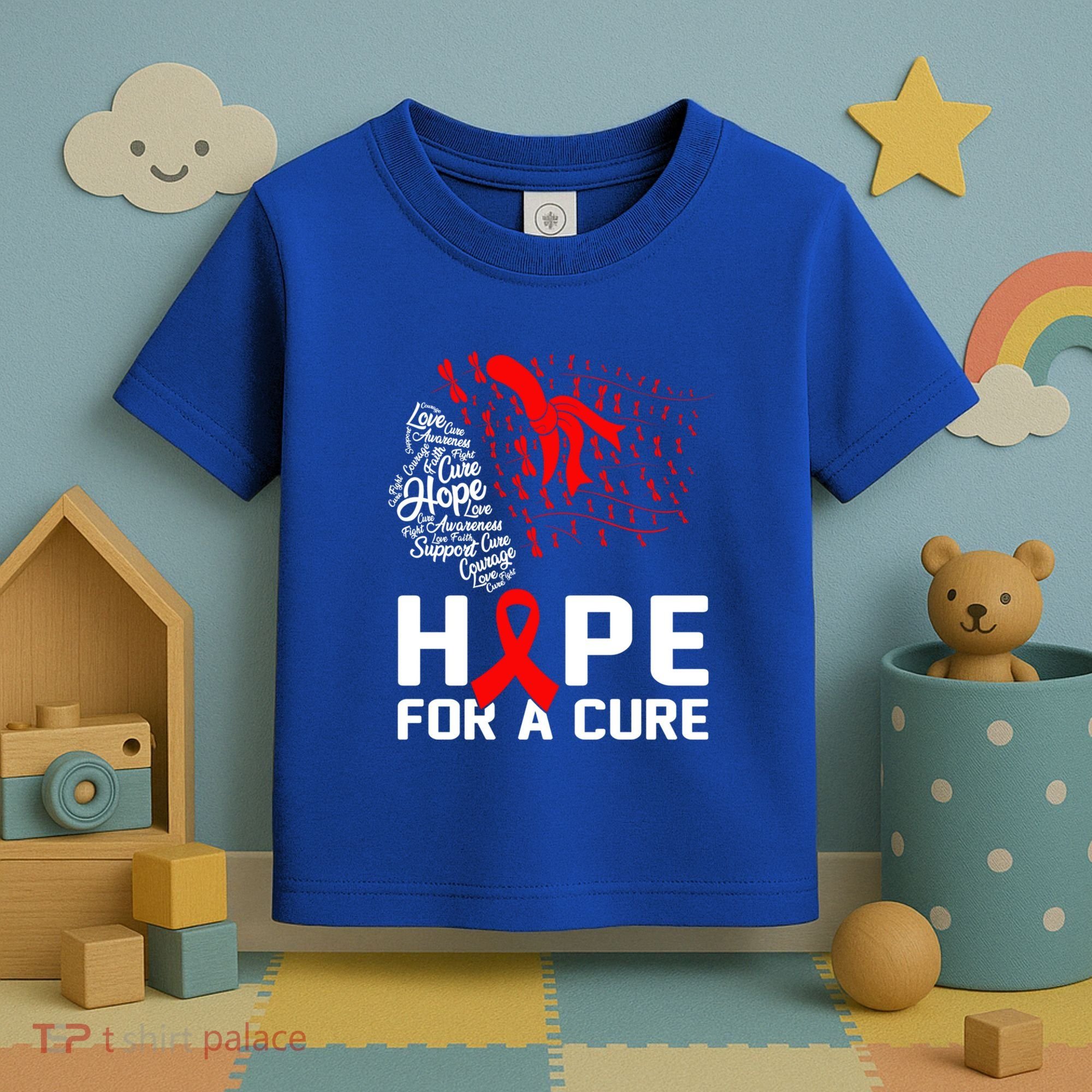 Hope For A Cure National Hiv Awareness Month Red Ribbon Gift Toddler T-Shirt