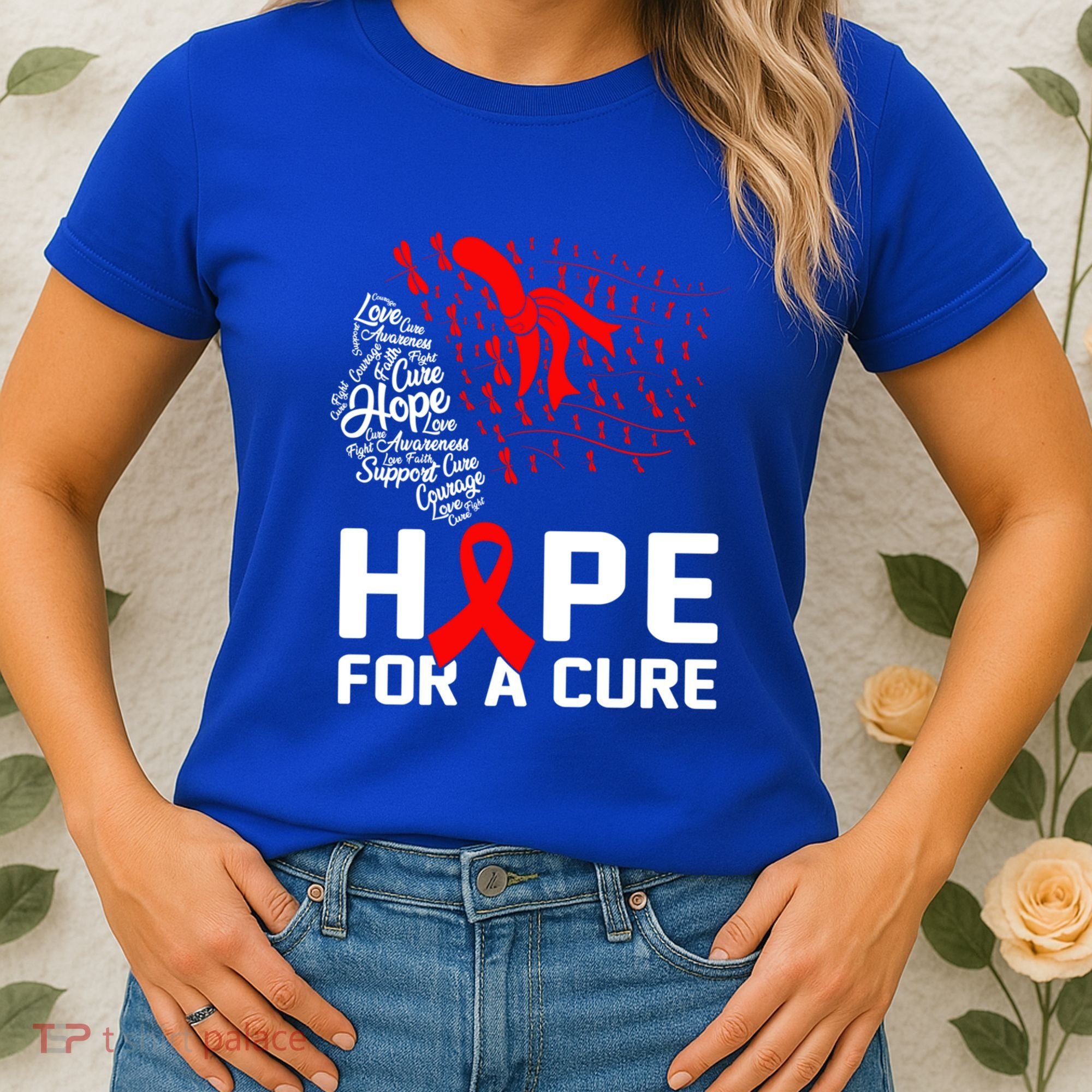 Hope For A Cure National Hiv Awareness Month Red Ribbon Gift Women's T-Shirt