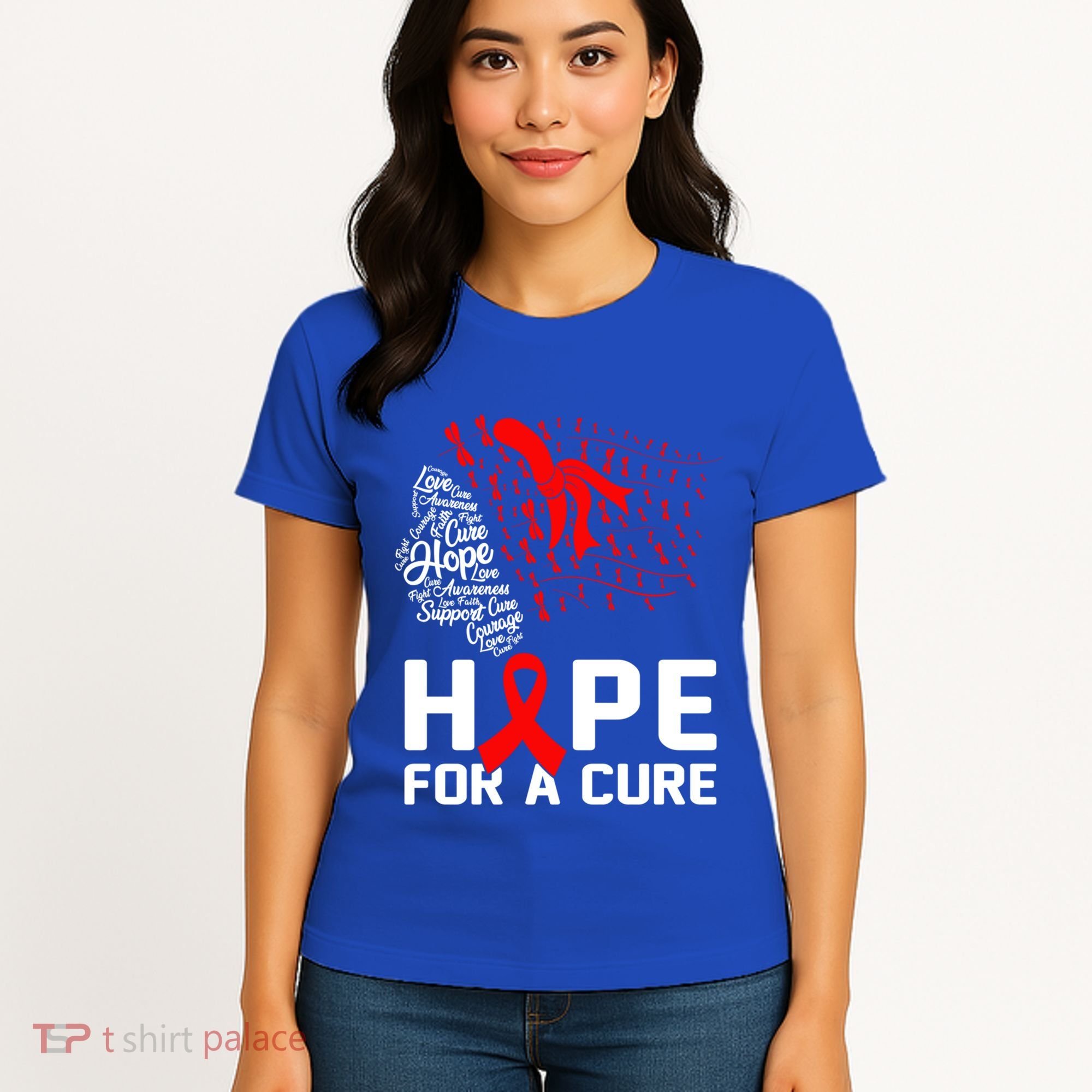 Hope For A Cure National Hiv Awareness Month Red Ribbon Gift Women's T-Shirt