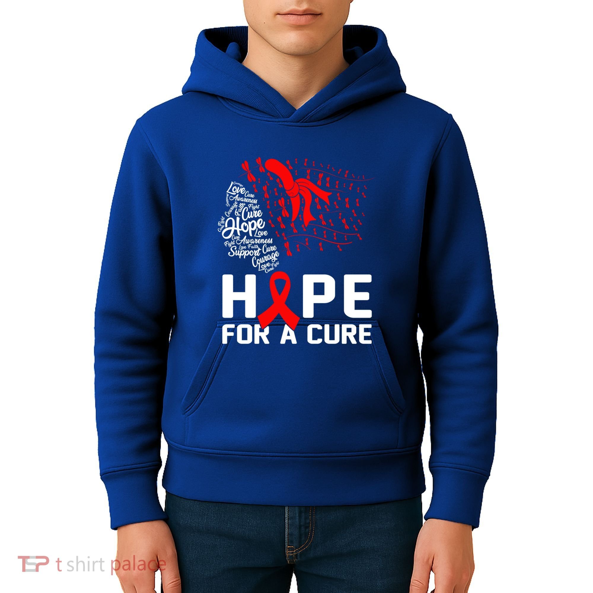 Hope For A Cure National Hiv Awareness Month Red Ribbon Gift Kids Hoodie