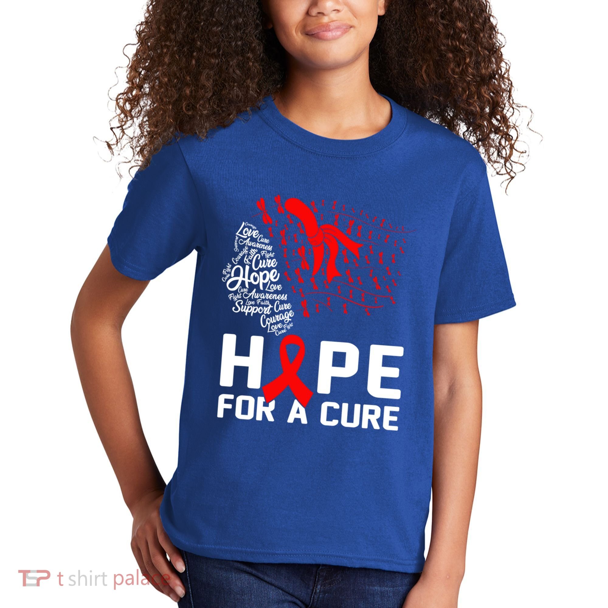 Hope For A Cure National Hiv Awareness Month Red Ribbon Gift Kids T-Shirt