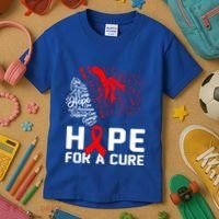 Hope For A Cure National Hiv Awareness Month Red Ribbon Gift Kids T-Shirt thumb 3