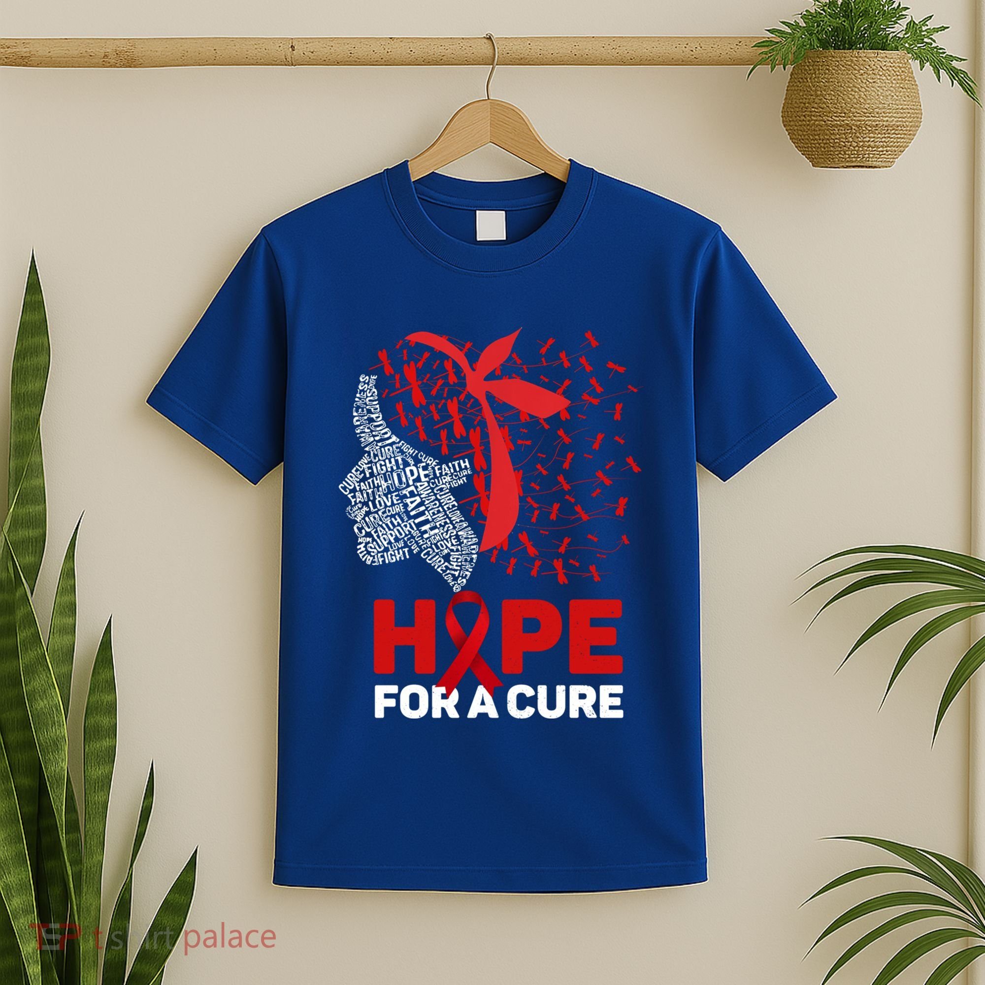 Hope For A Cure Red Ribbon National Hiv Awareness Month Gift T-Shirt