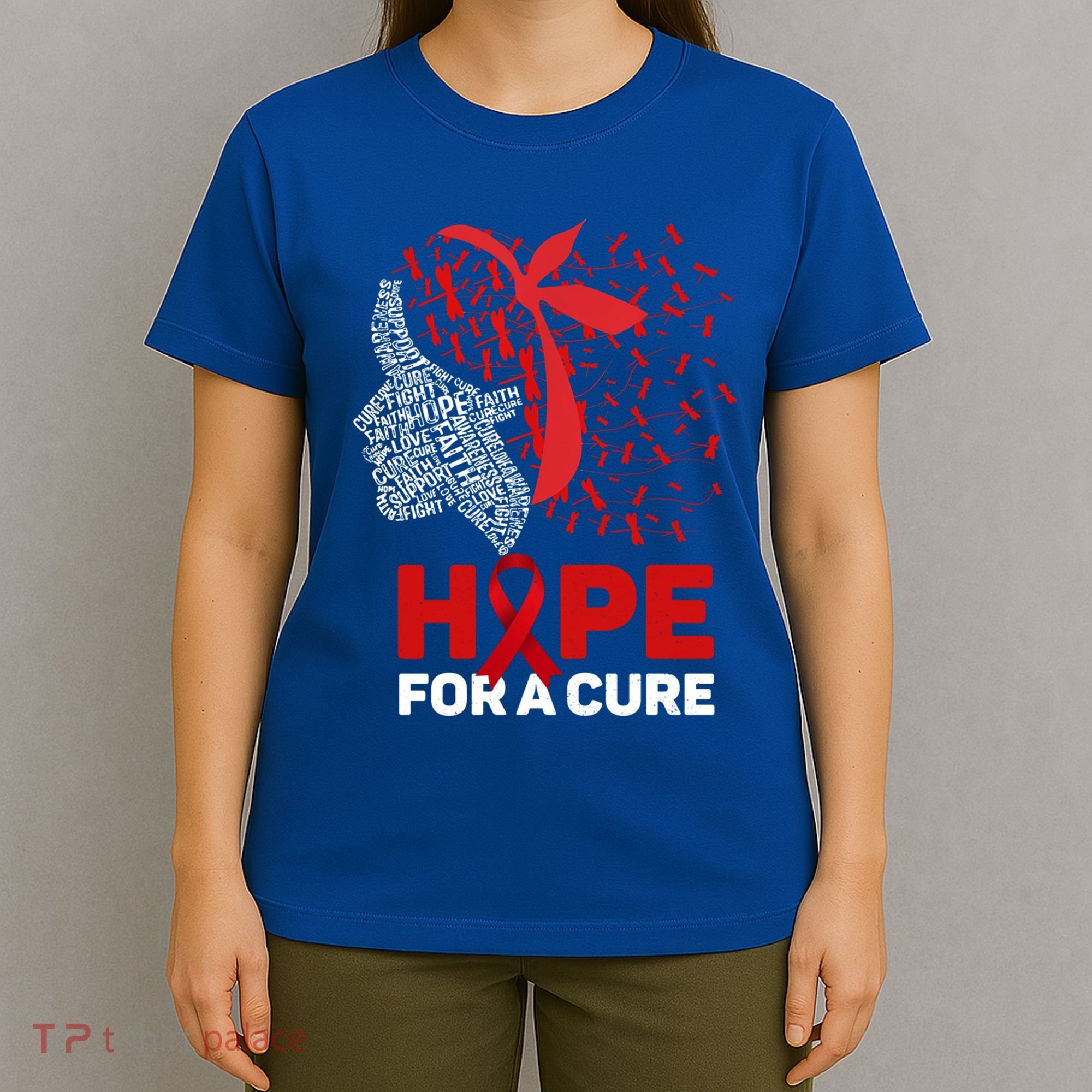 Hope For A Cure Red Ribbon National Hiv Awareness Month Gift T-Shirt