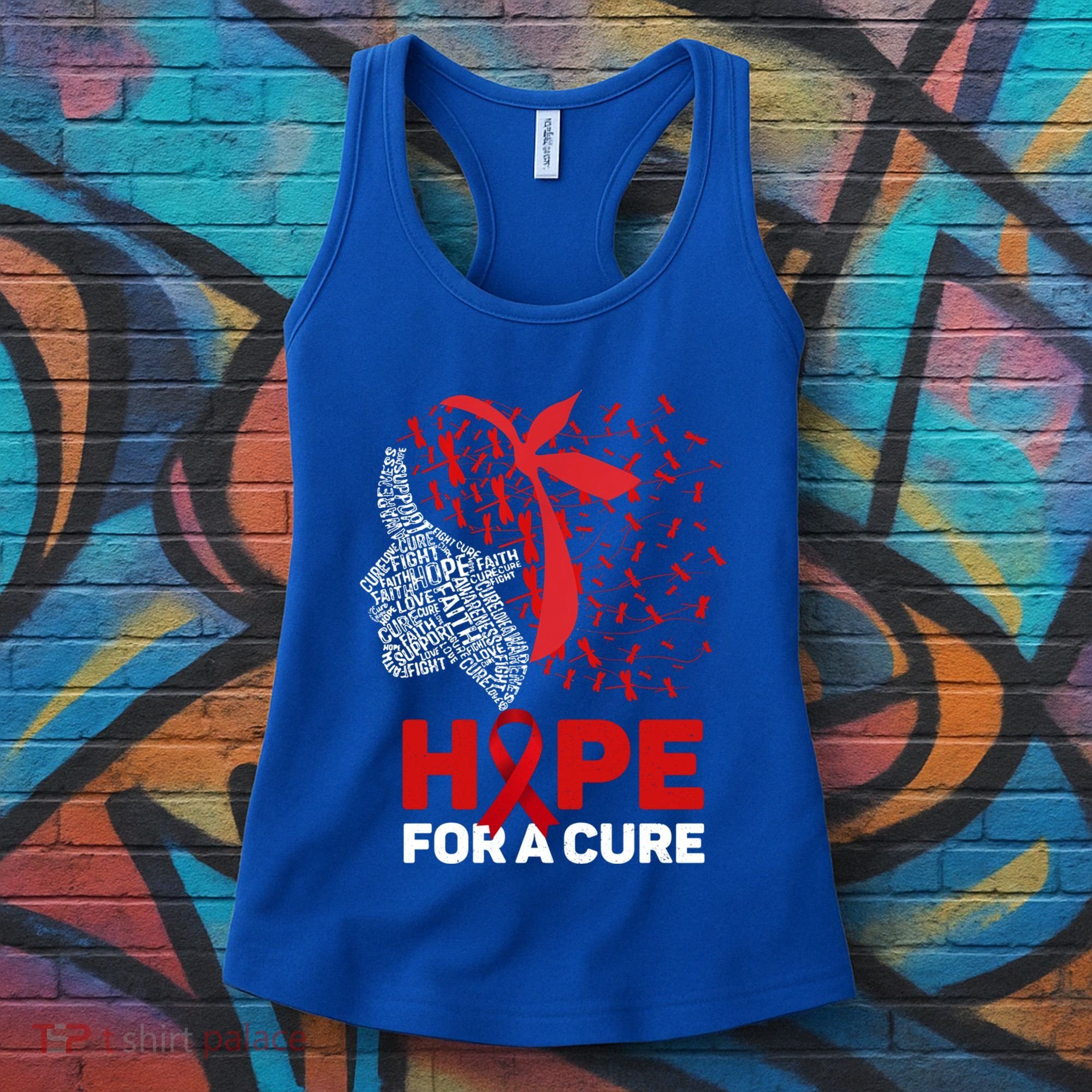 Hope For A Cure Red Ribbon National Hiv Awareness Month Gift Women's Tank Top