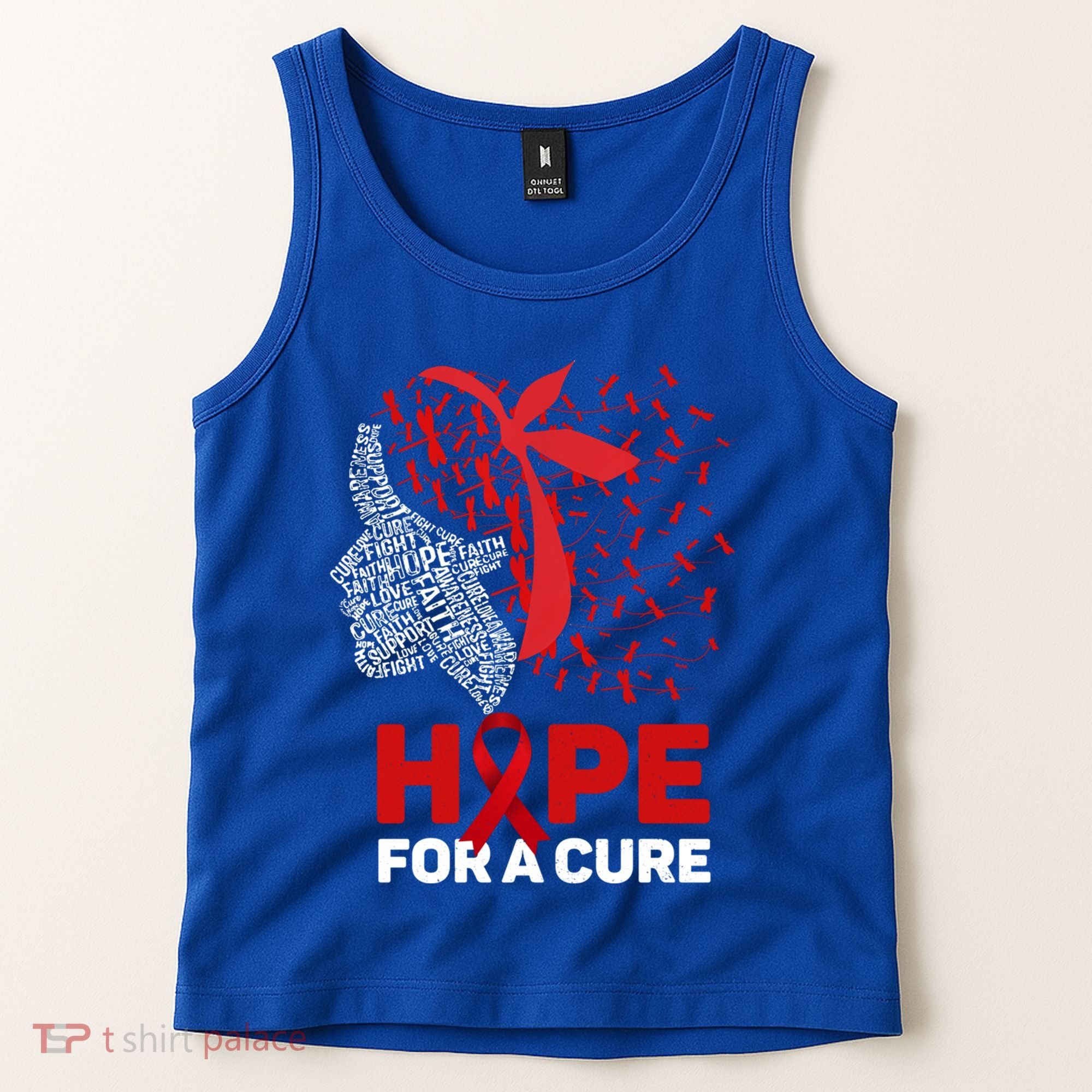Hope For A Cure Red Ribbon National Hiv Awareness Month Gift Tank Top