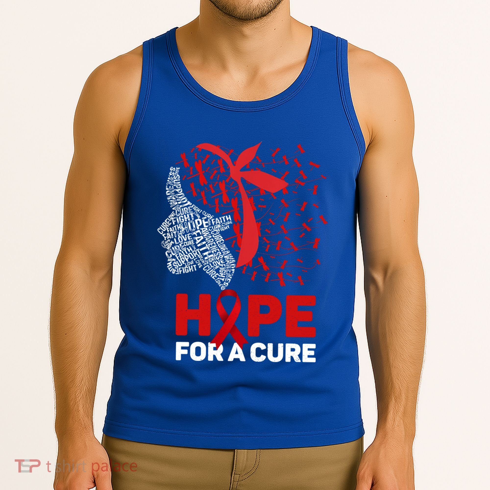 Hope For A Cure Red Ribbon National Hiv Awareness Month Gift Tank Top
