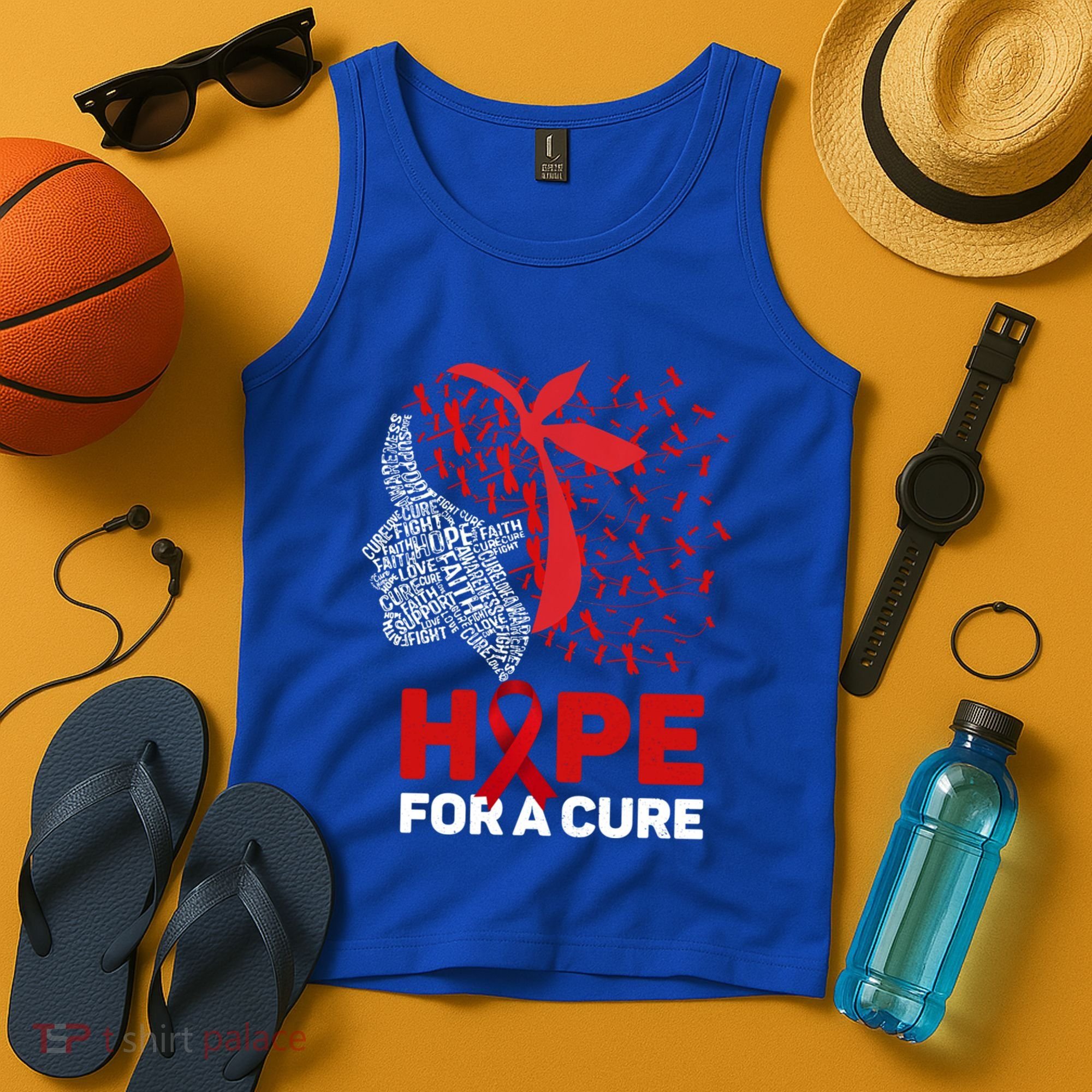 Hope For A Cure Red Ribbon National Hiv Awareness Month Gift Tank Top
