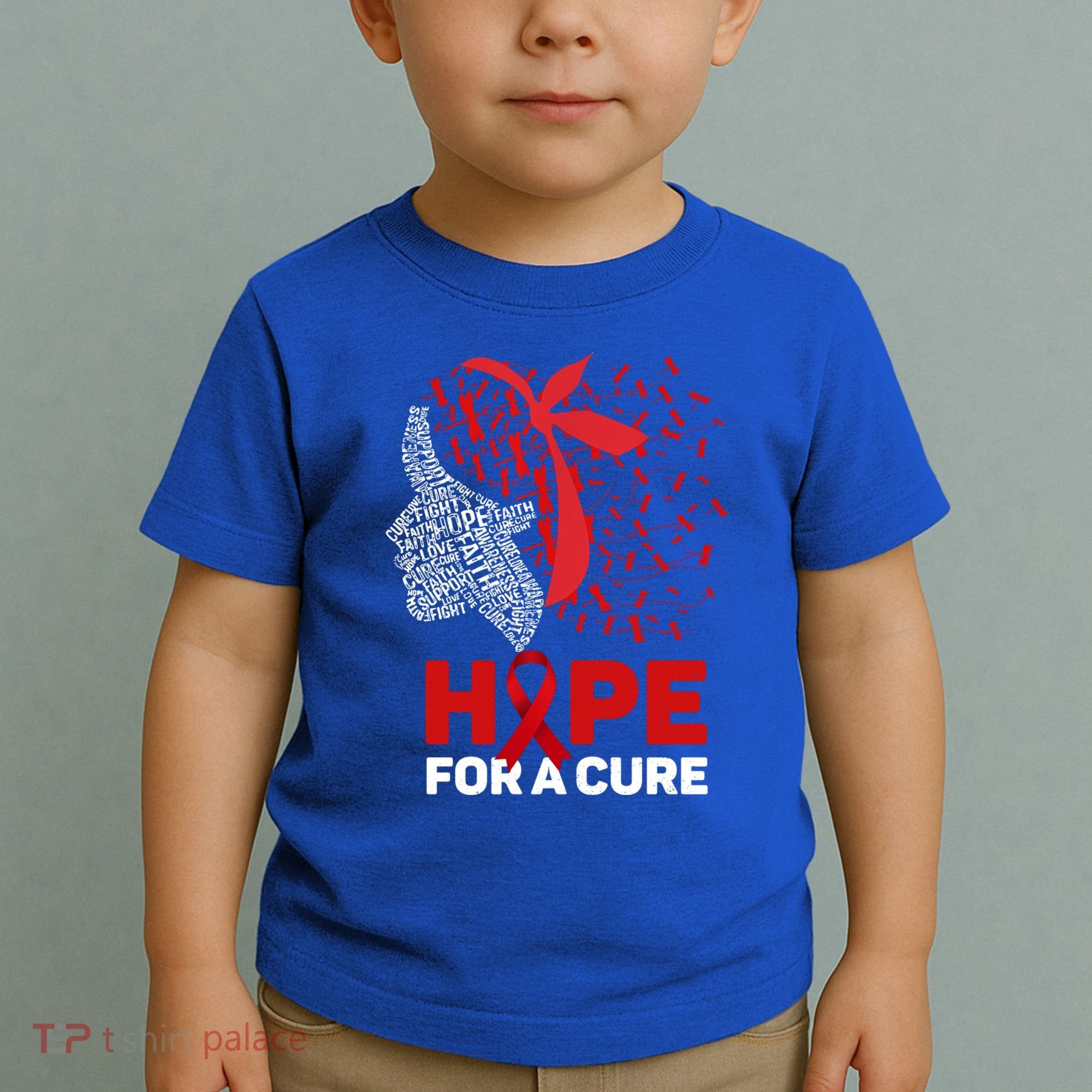 Hope For A Cure Red Ribbon National Hiv Awareness Month Gift Toddler T-Shirt