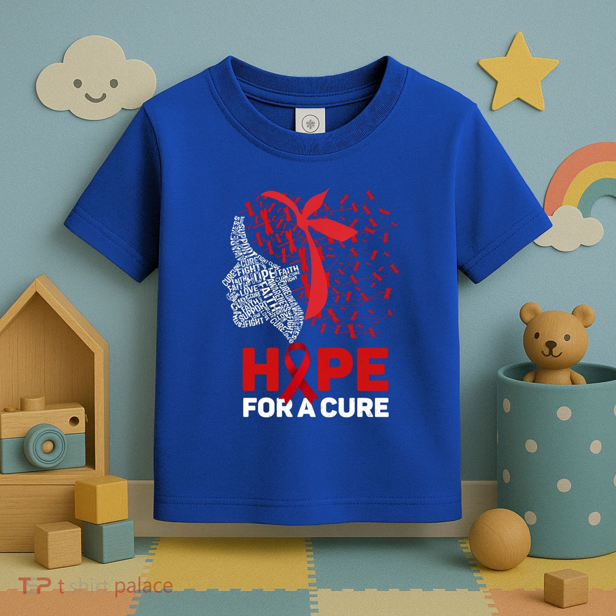 Hope For A Cure Red Ribbon National Hiv Awareness Month Gift Toddler T-Shirt