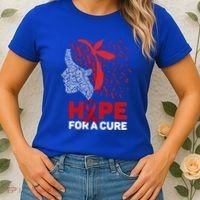 Hope For A Cure Red Ribbon National Hiv Awareness Month Gift Women's T-Shirt thumb 2