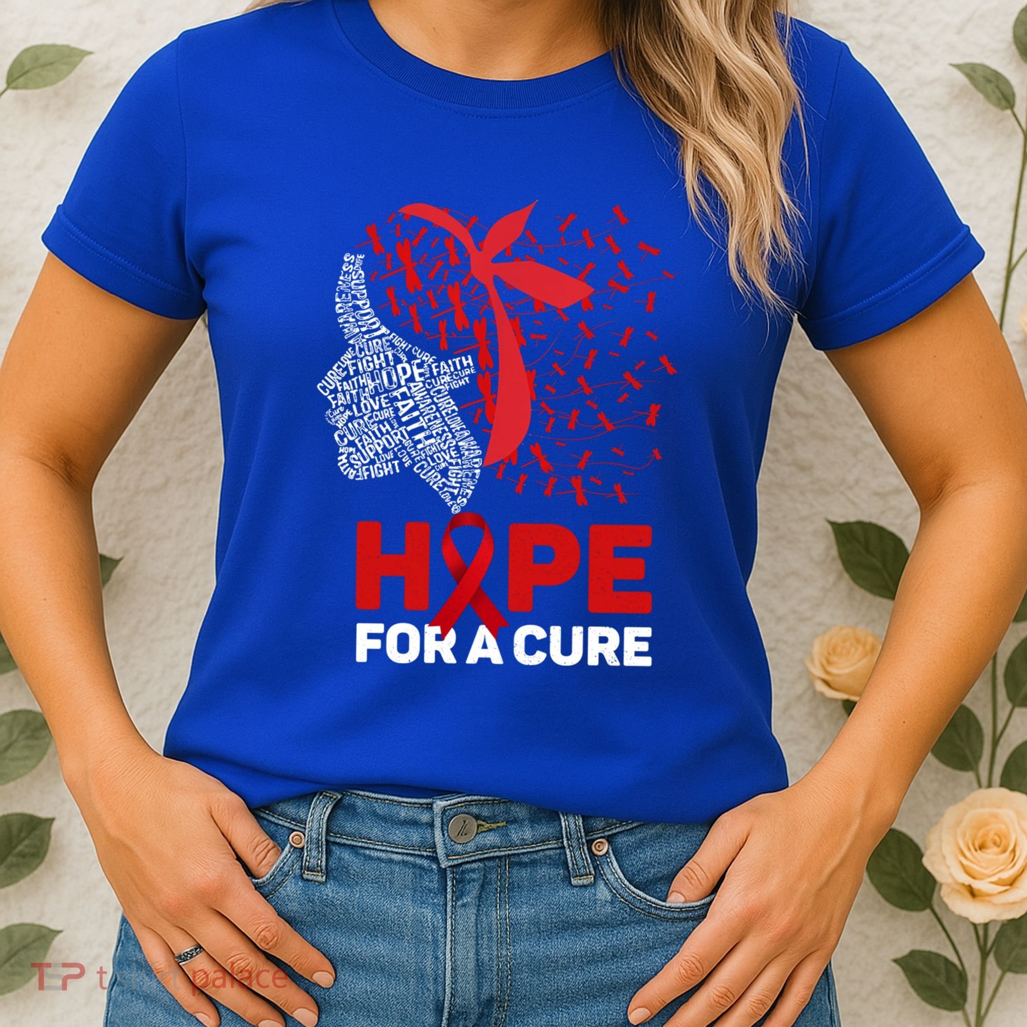 Hope For A Cure Red Ribbon National Hiv Awareness Month Gift Women's T-Shirt