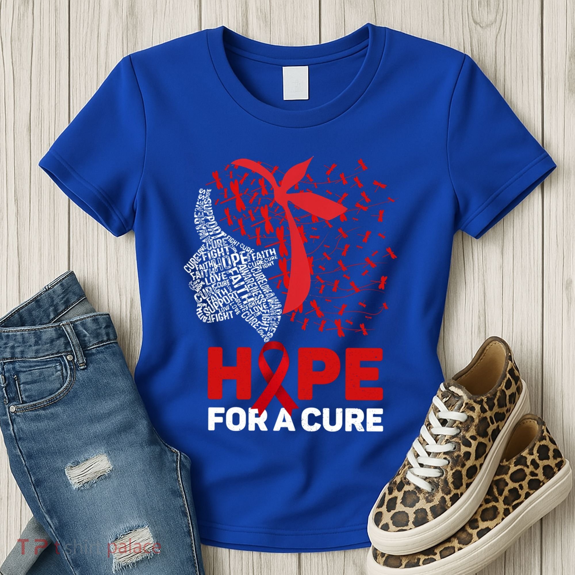 Hope For A Cure Red Ribbon National Hiv Awareness Month Gift Women's T-Shirt